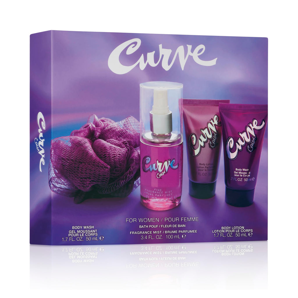 Curve Crush for Women – 4-Piece Fragrance Set (Mist, Lotion, Wash & Loofa)