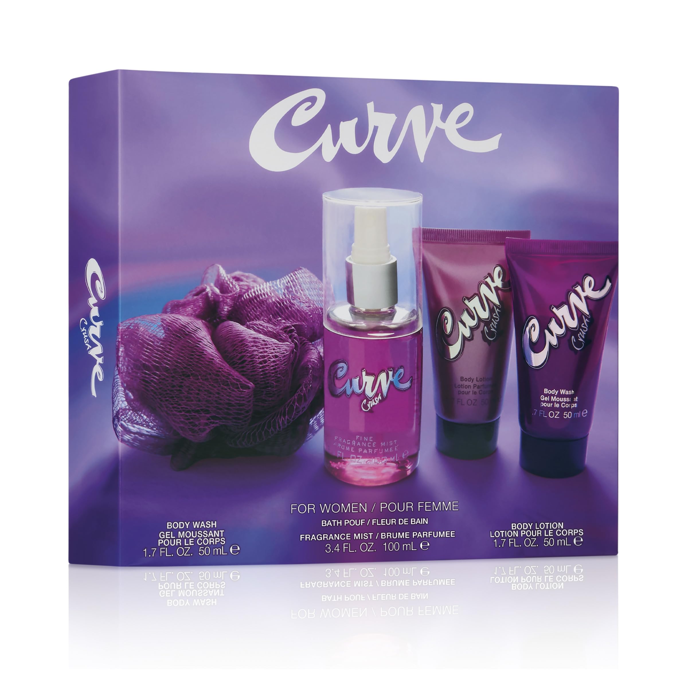 Curve Crush for Women – 4-Piece Fragrance Set (Mist, Lotion, Wash & Loofa)