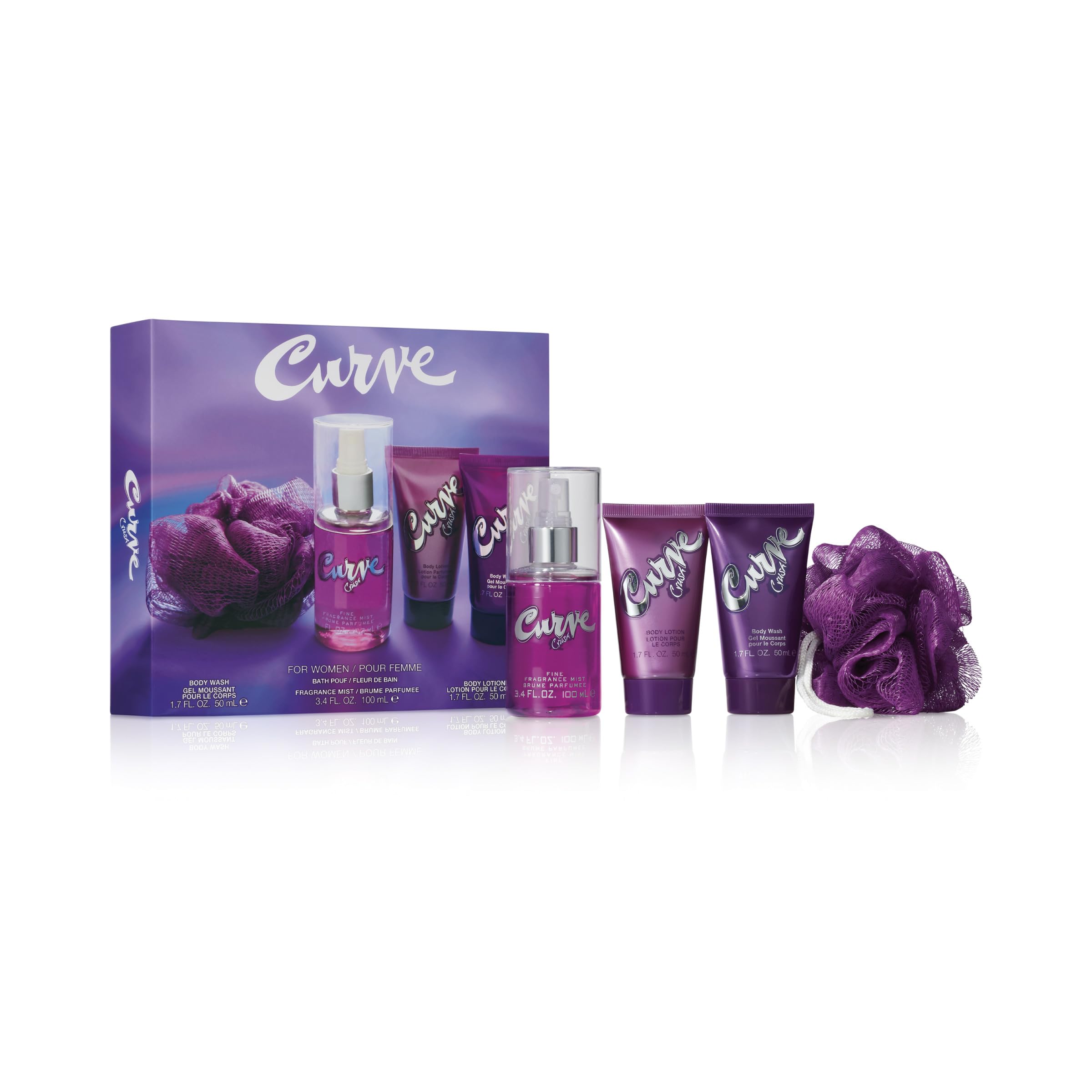 Curve Crush for Women – 4-Piece Fragrance Set (Mist, Lotion, Wash & Loofa)