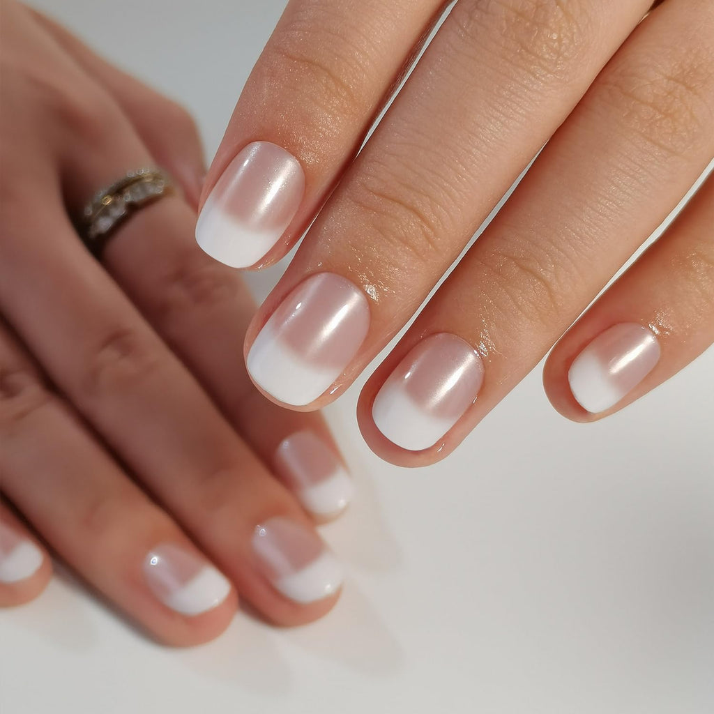 CurvLife Press-On Nails French Short Square – Apricot Design | 24-Piece Nail Kit
