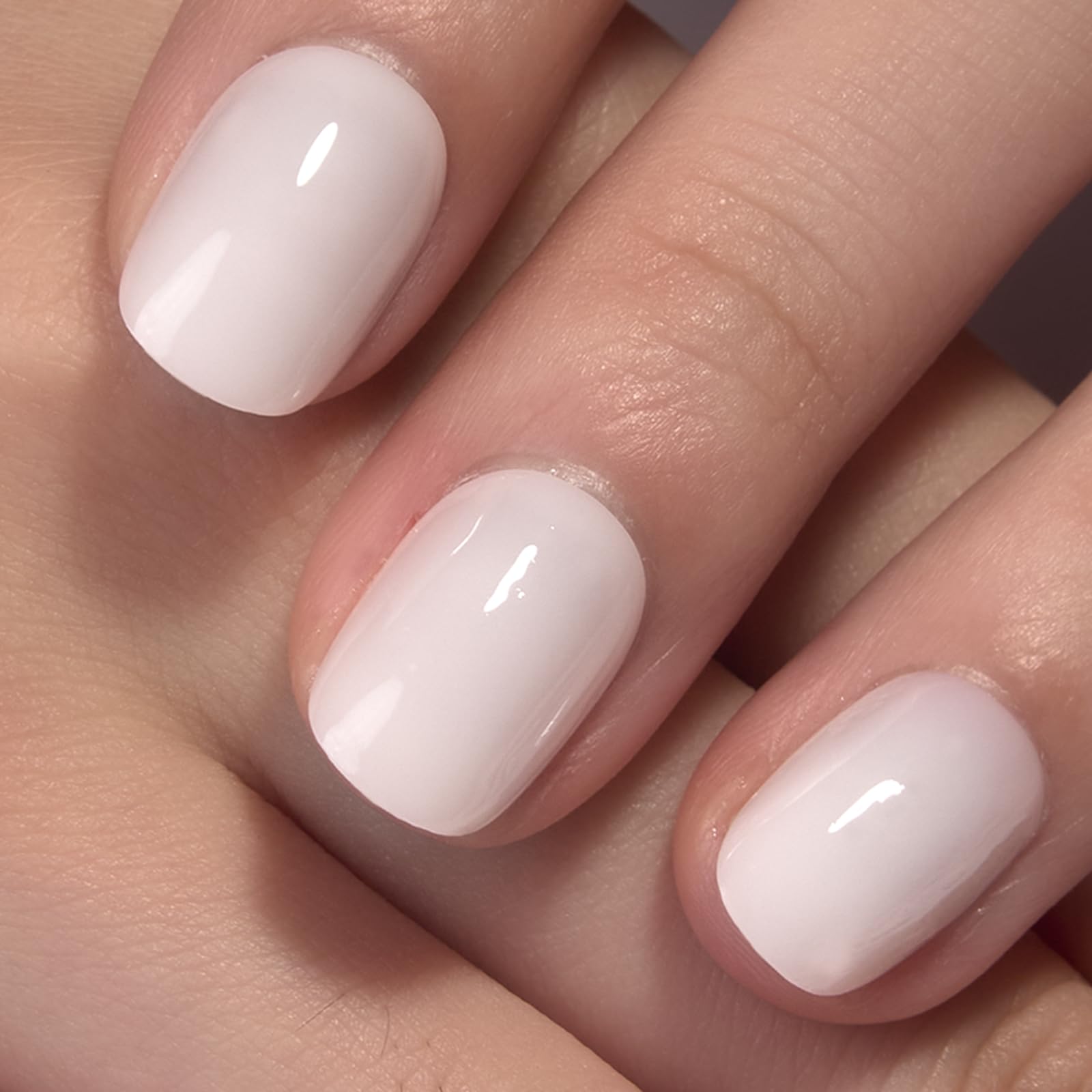 CurvLife Milky White Short Square Press-On Nails with Apricot Design – 30 Pcs