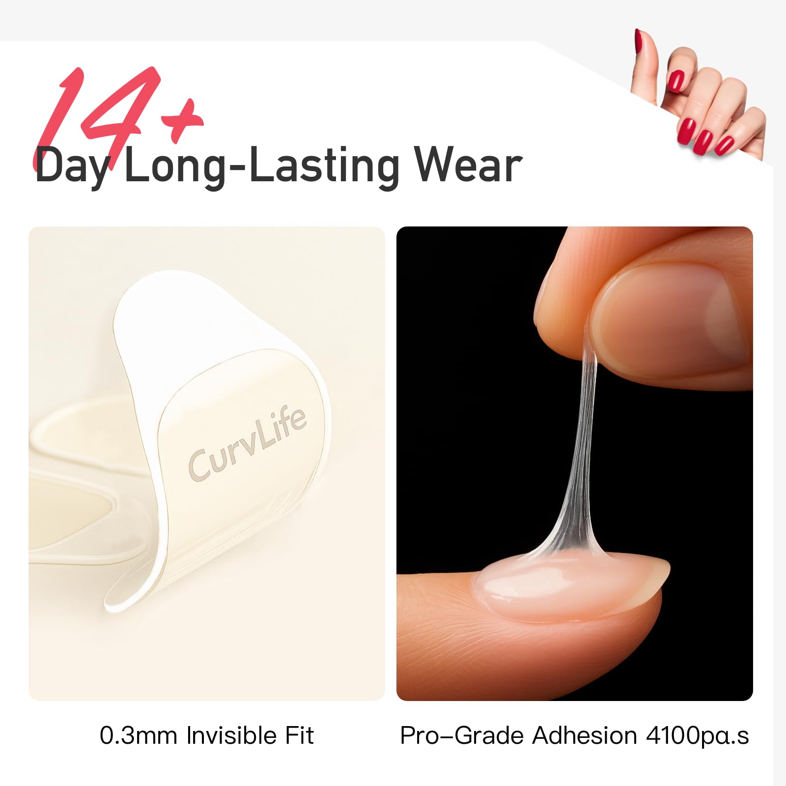 Curvlife CareHold Nail Adhesive Tabs – 0.3mm Ultra Thin, 20 Sheets, 12 Sizes, Waterproof & Gentle Removal