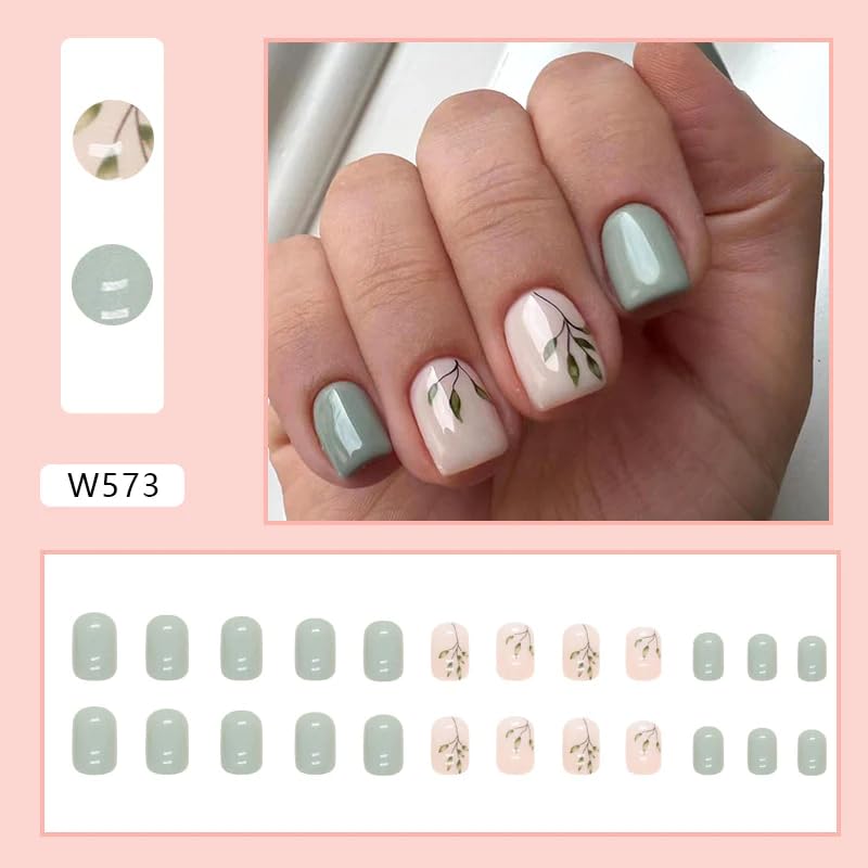 Curvlife Soft Gel Press-On Nails 30pcs – Bamboo Green Full Cover Nails Kit