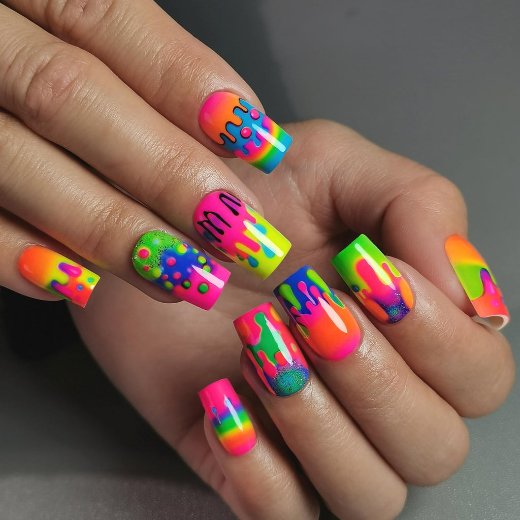 CurvLife Press On Nails Kit – 32-Piece Short Design with Jelly Glue, Easy Application