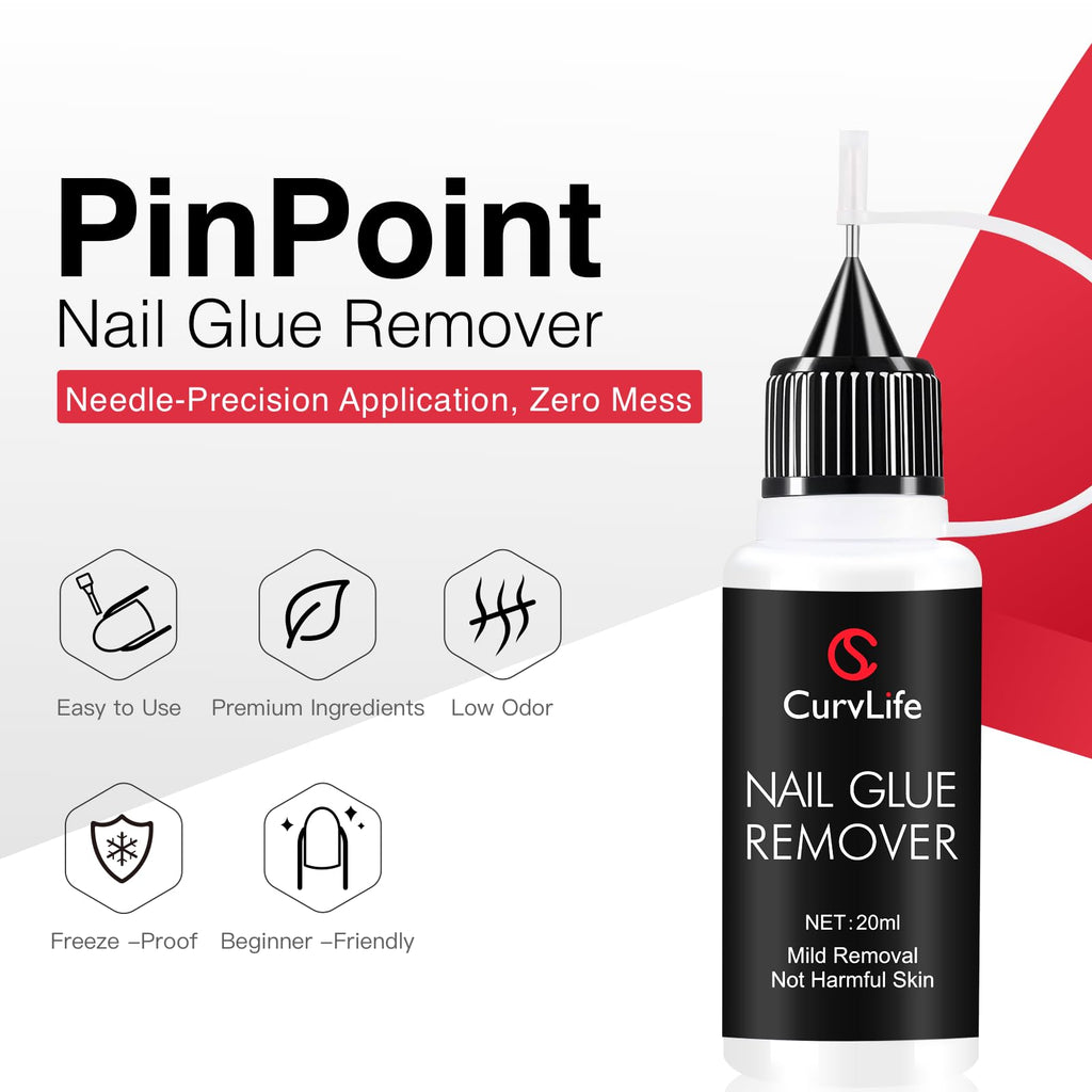 Curvlife 10g Semi-Solid Nail Glue Gel & 20ml Pinpoint Remover Kit for Press-On Nails
