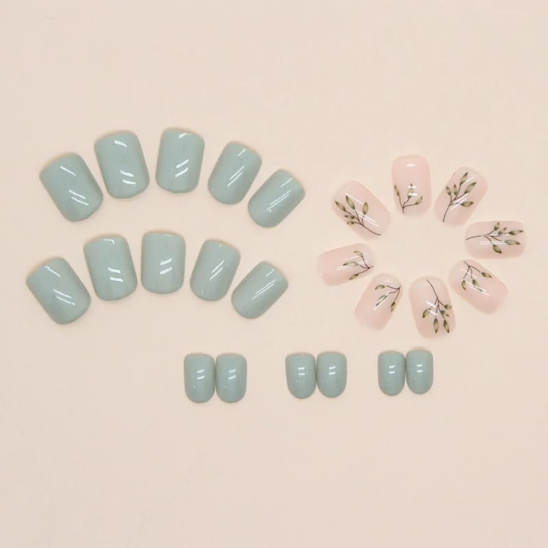 Curvlife Soft Gel Press-On Nails 30pcs – Bamboo Green Full Cover Nails Kit