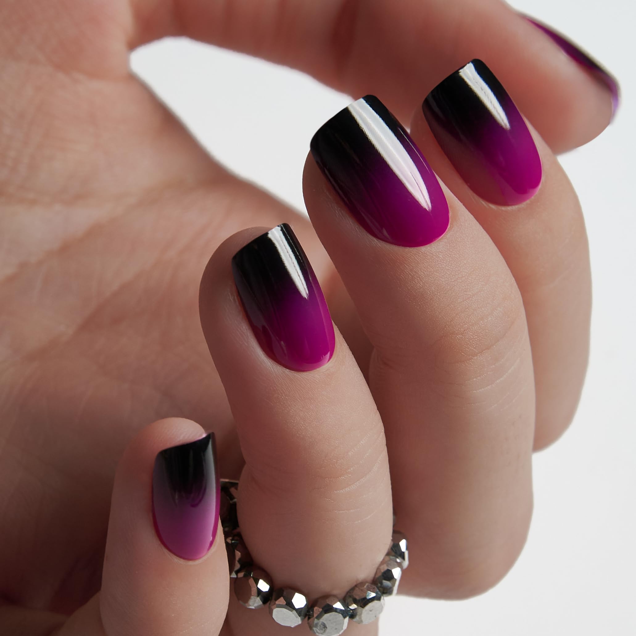 Curvlife Press-On Nails 30-Piece Grayish Purple Short Gel Kit