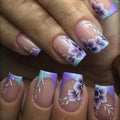 Curvlife Press On Nails – Handmade Gel French Tip Full Cover Nails (Summer Flowers) for Women | Reusable Nail Kit