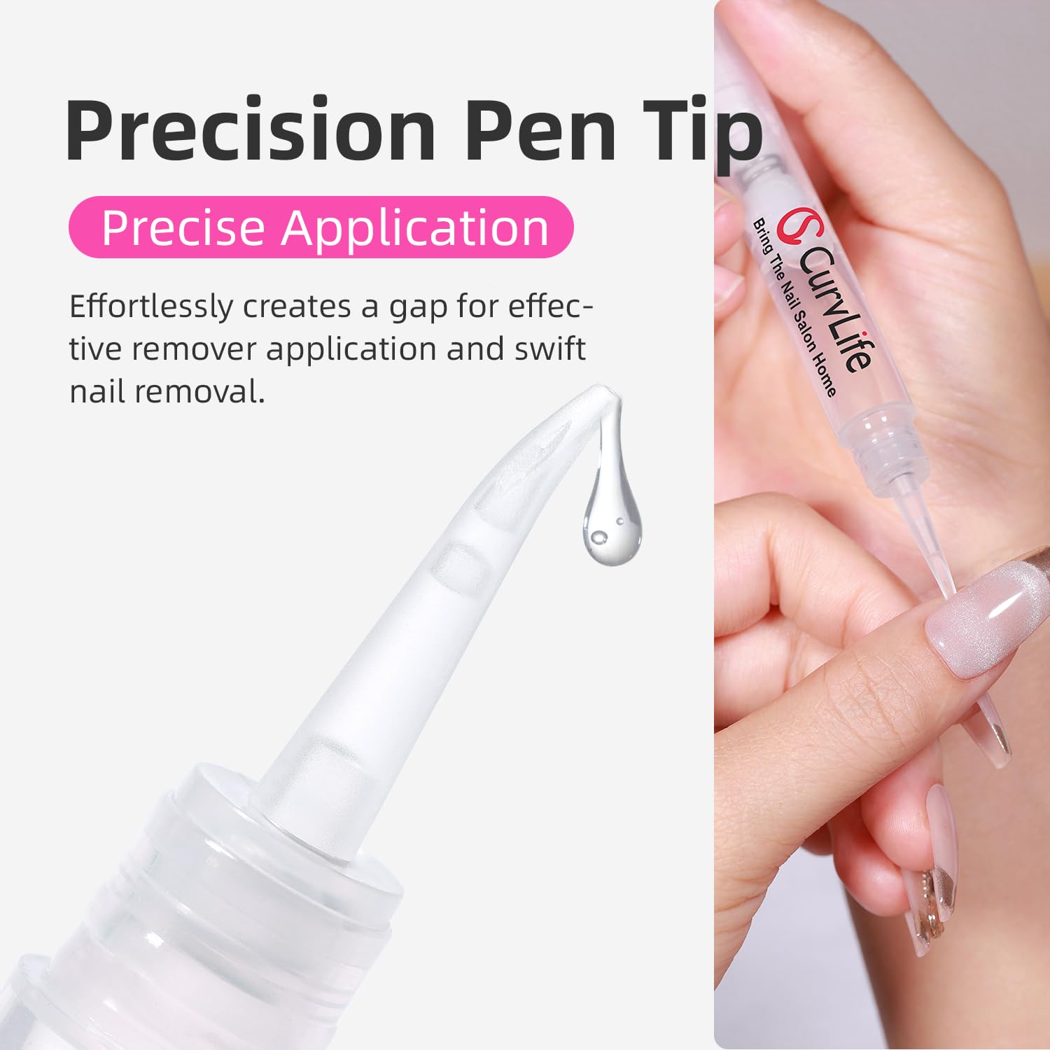 CurvLife 3-in-1 Nail Glue Remover Pen – Acetone-Free, 2x5ml