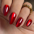 Curvlife Soft Gel Almond Press On Nails – Reusable Cat Eye Red Strip, Natural Fit Medium, Salon-Quality UV Finish