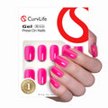 Curvlife Soft Gel Press-On Nails – Bright Pink Full Cover Kit with Glue & Tabs