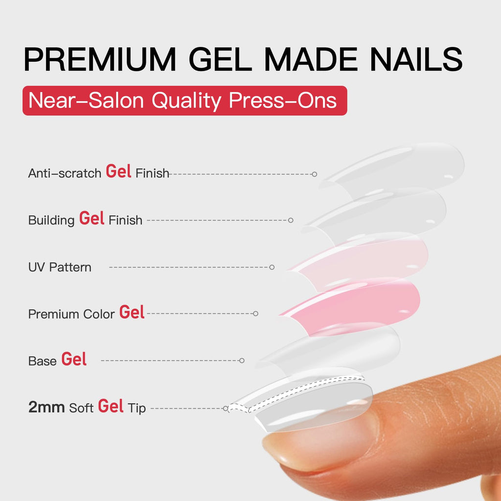 CurvLife Milky White Short Square Press-On Nails with Apricot Design – 30 Pcs