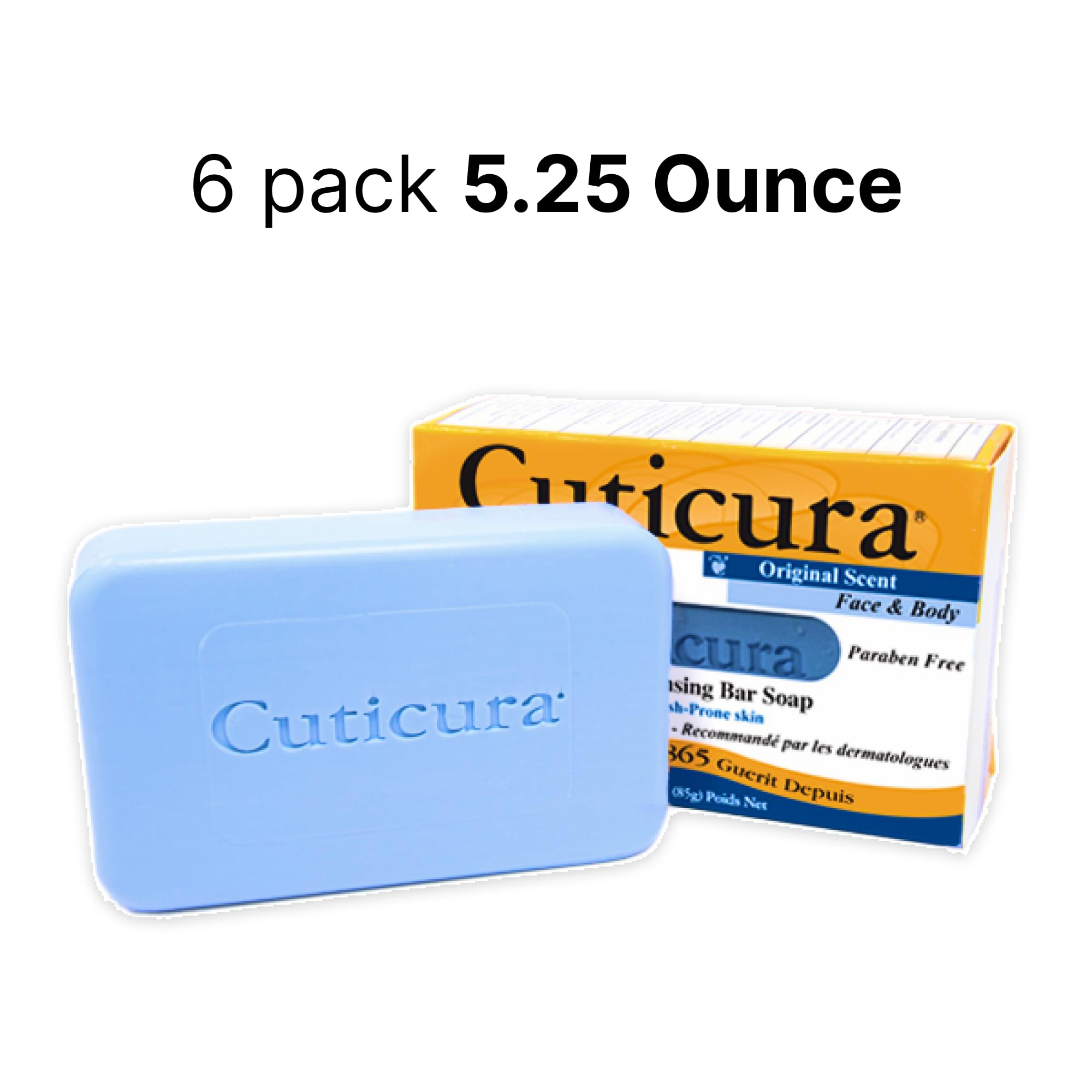 Cuticura Official Deep Cleansing Face & Body Soap – 5.25 oz, Pack of 6
