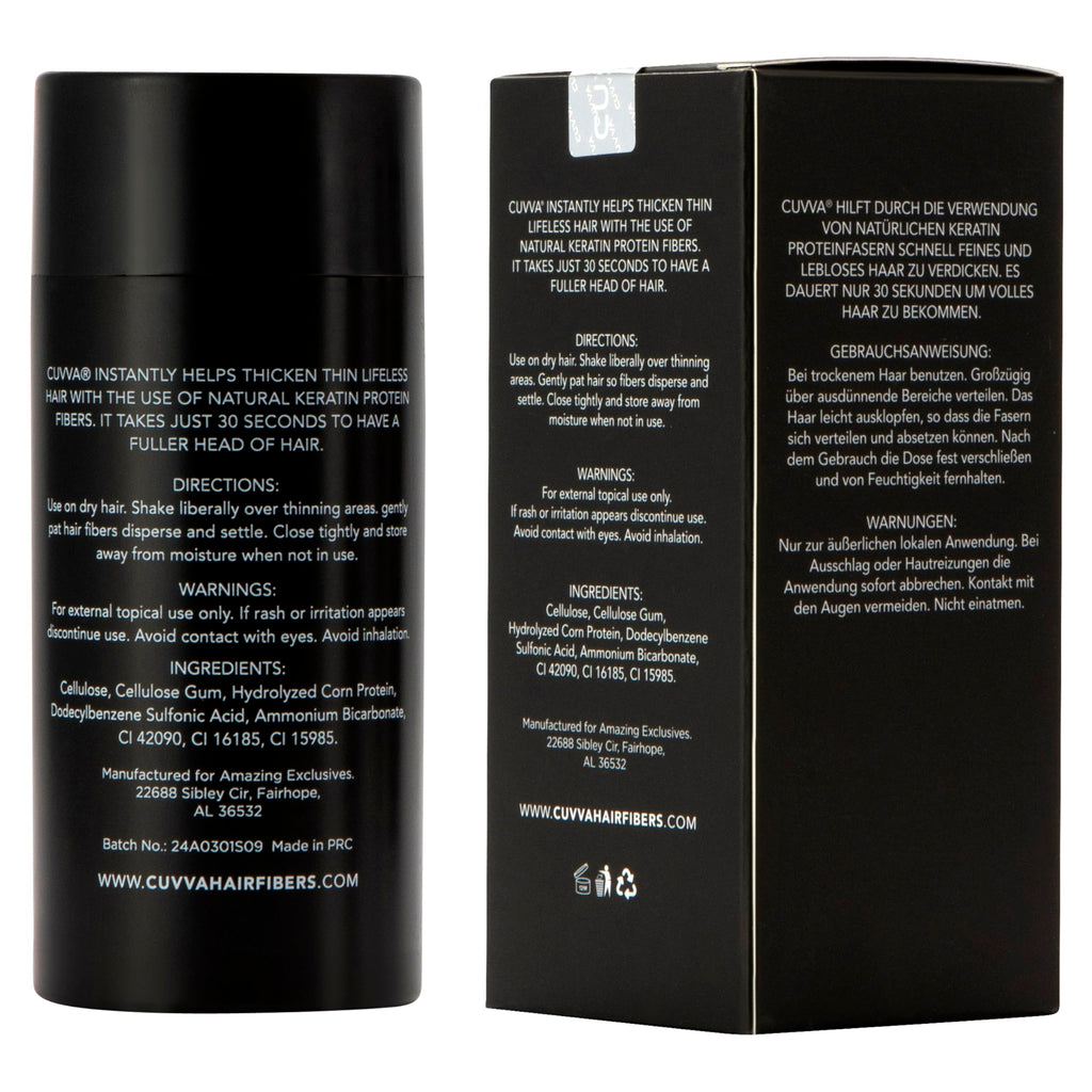 CUVVA Hair Building Fibers (30g) – Instantly Create Fuller, Thicker Hair | 13 Shades for Men & Women – Dark Gray