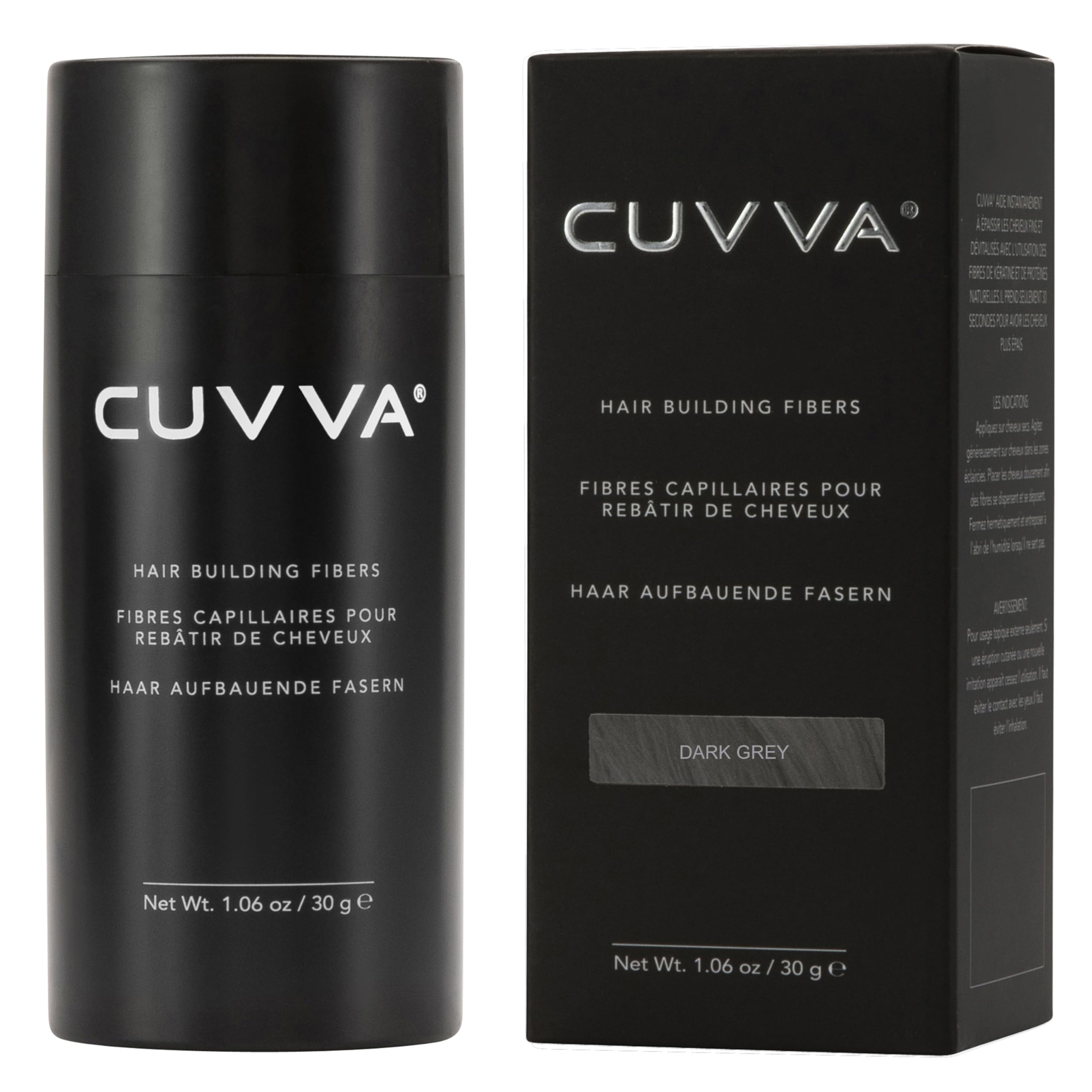 CUVVA Hair Building Fibers (30g) – Instantly Create Fuller, Thicker Hair | 13 Shades for Men & Women – Dark Gray