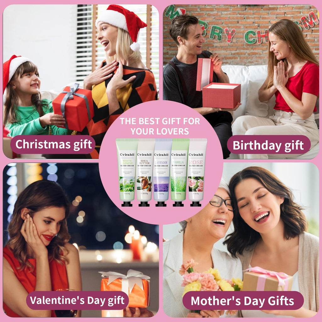 Cvirahll 20-Pack Hand Cream Gifts Set – 5 Natural Scents for Dry Hands