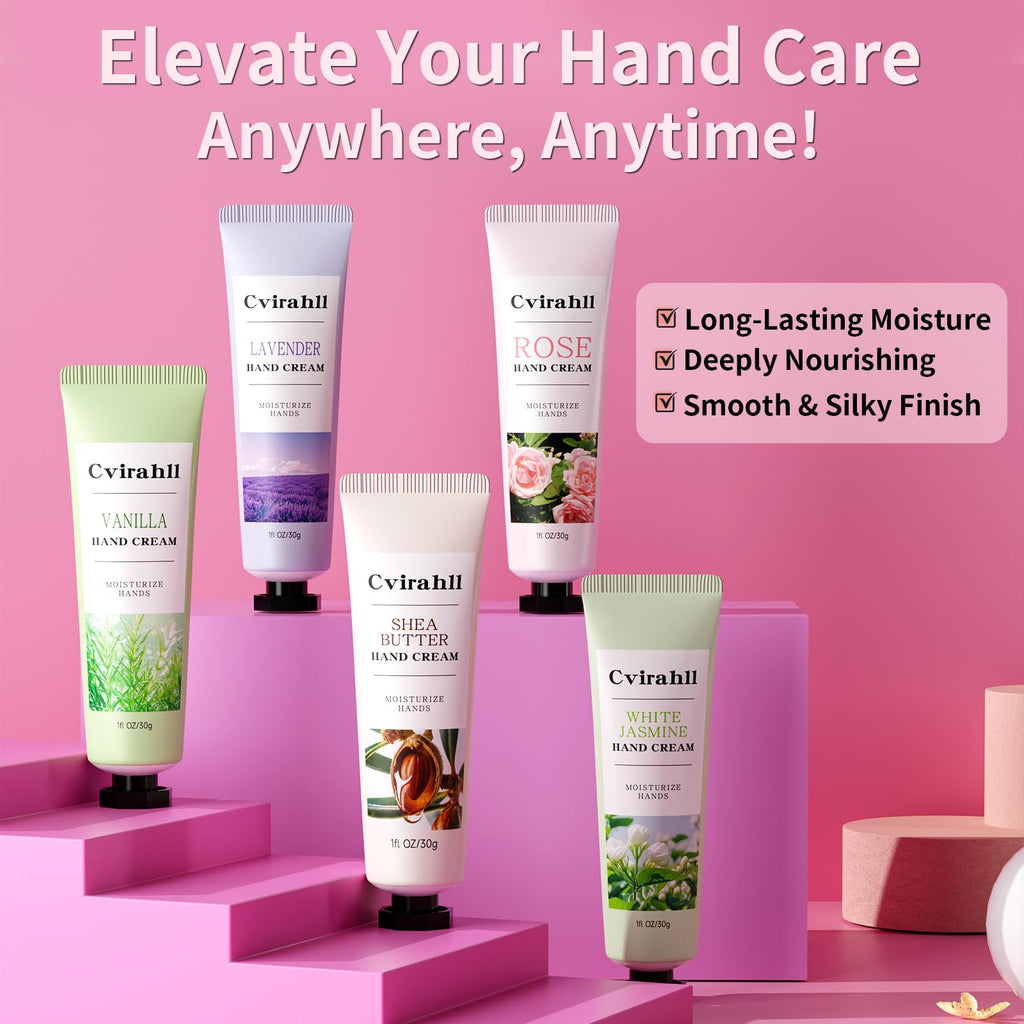 Cvirahll 20-Pack Hand Cream Gifts Set – 5 Natural Scents for Dry Hands