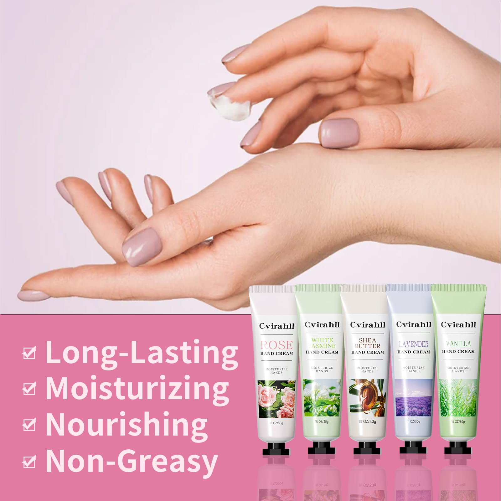 Cvirahll 20-Pack Hand Cream Gifts Set – 5 Natural Scents for Dry Hands