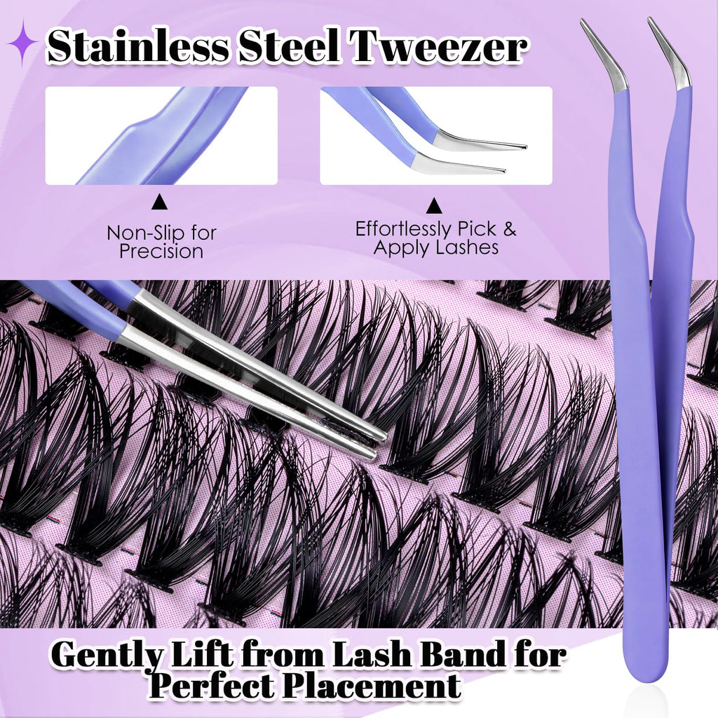 CyanoooGenesis Lash Clusters Kit — 640pcs DIY Eyelash Extensions with Bond & Seal, Tweezers | 30D-60D, 9-16mm
