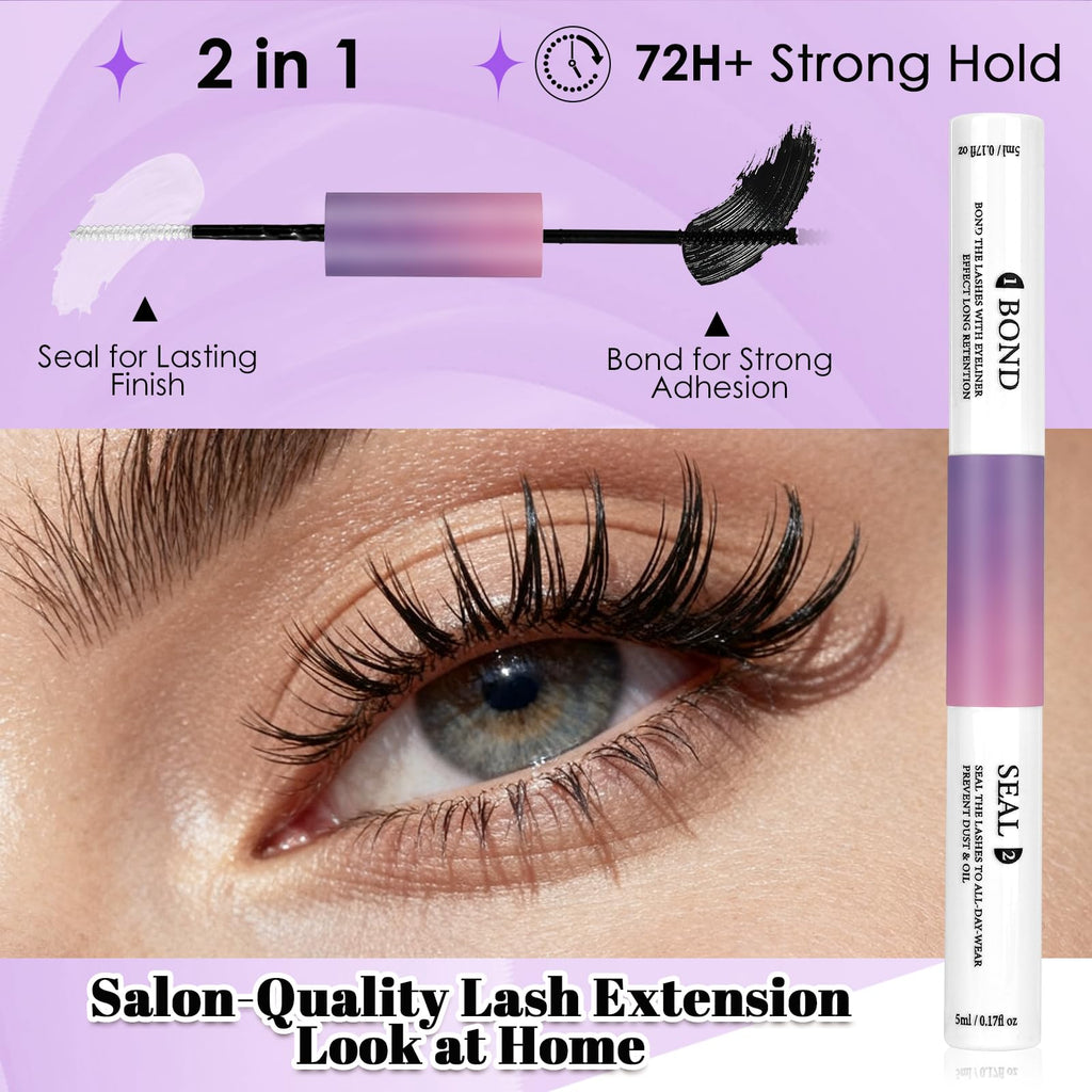 CyanoooGenesis Lash Clusters Kit — 640pcs DIY Eyelash Extensions with Bond & Seal, Tweezers | 30D-60D, 9-16mm