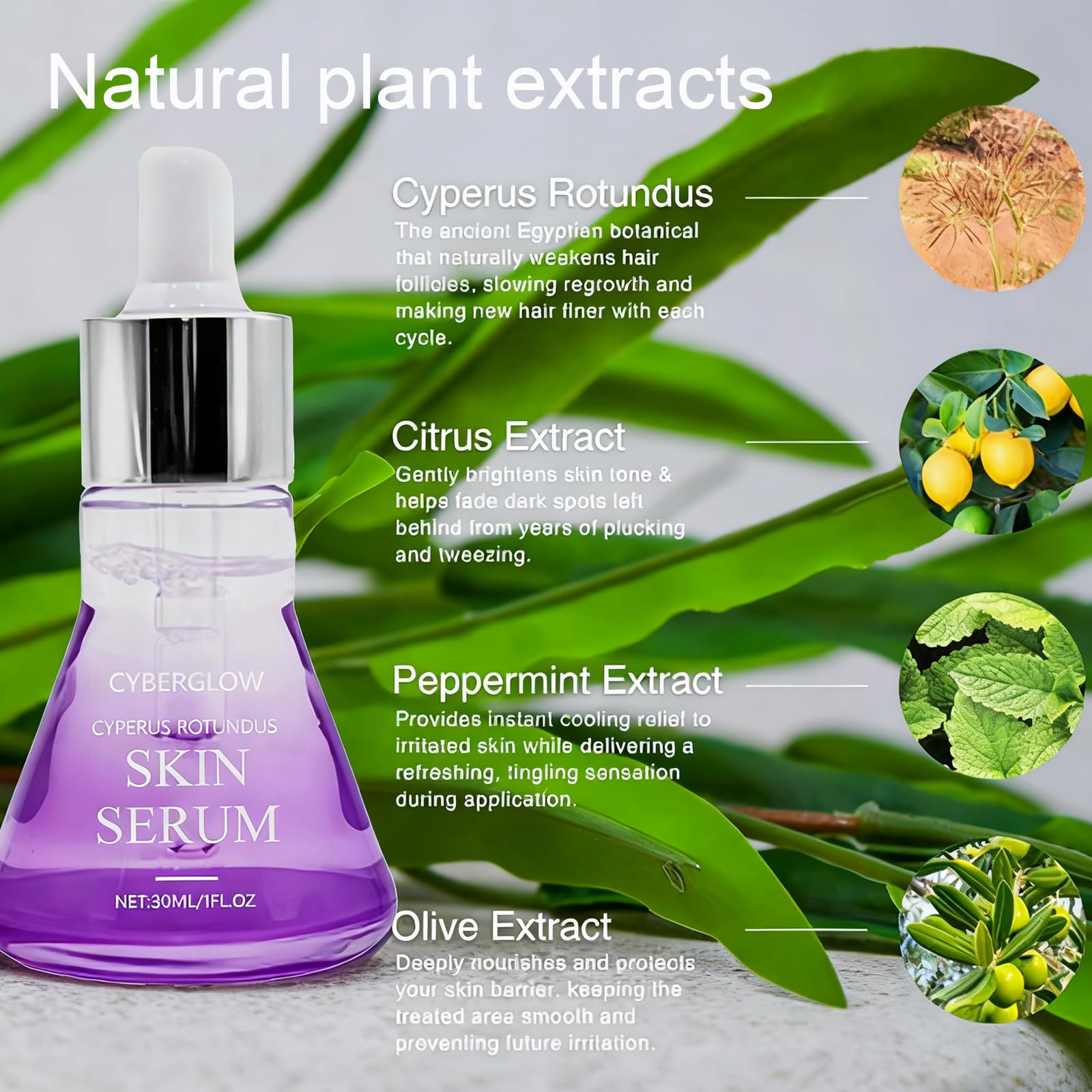 Cyberglow Cyperus Rotundus Skin Serum & Hair Remover – Natural Plant-Based Moisturizing Oil (1pc)