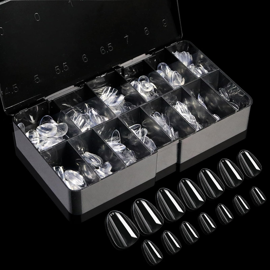 Cycullinyt 600pcs Sculpted Medium Almond Soft Gel Nail Tips – Full Cover, 14 Sizes, DIY Manicure