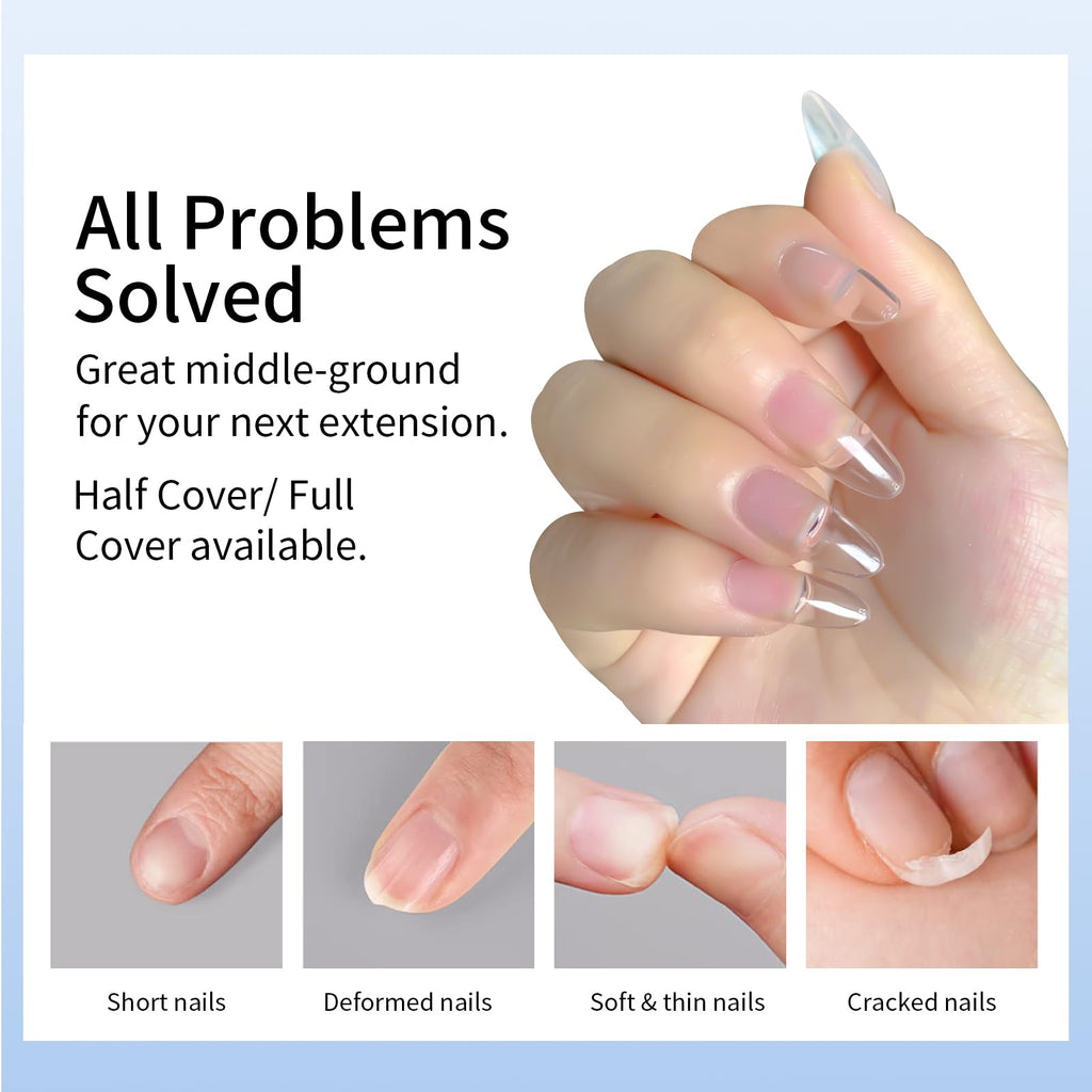 Cycullinyt 600pcs Sculpted Medium Almond Soft Gel Nail Tips – Full Cover, 14 Sizes, DIY Manicure