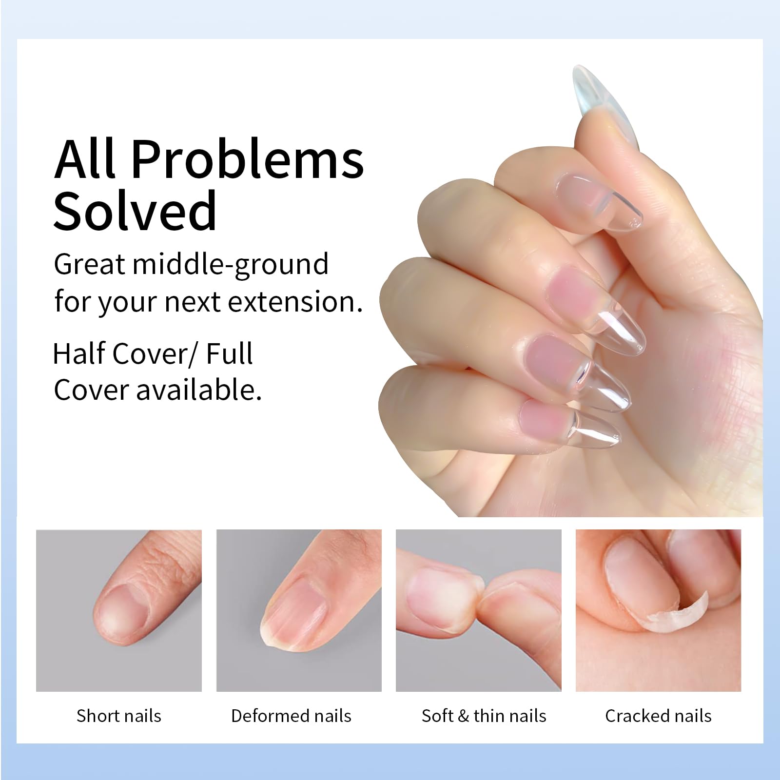 Cycullinyt 600pcs Sculpted Medium Almond Soft Gel Nail Tips – Full Cover, 14 Sizes, DIY Manicure