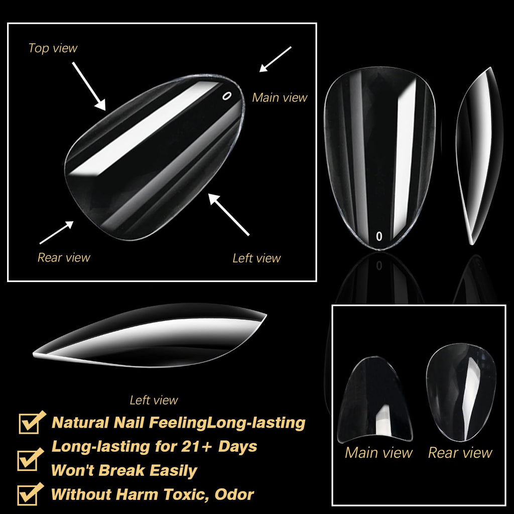Cycullinyt 600pcs Sculpted Medium Almond Soft Gel Nail Tips – Full Cover, 14 Sizes, DIY Manicure