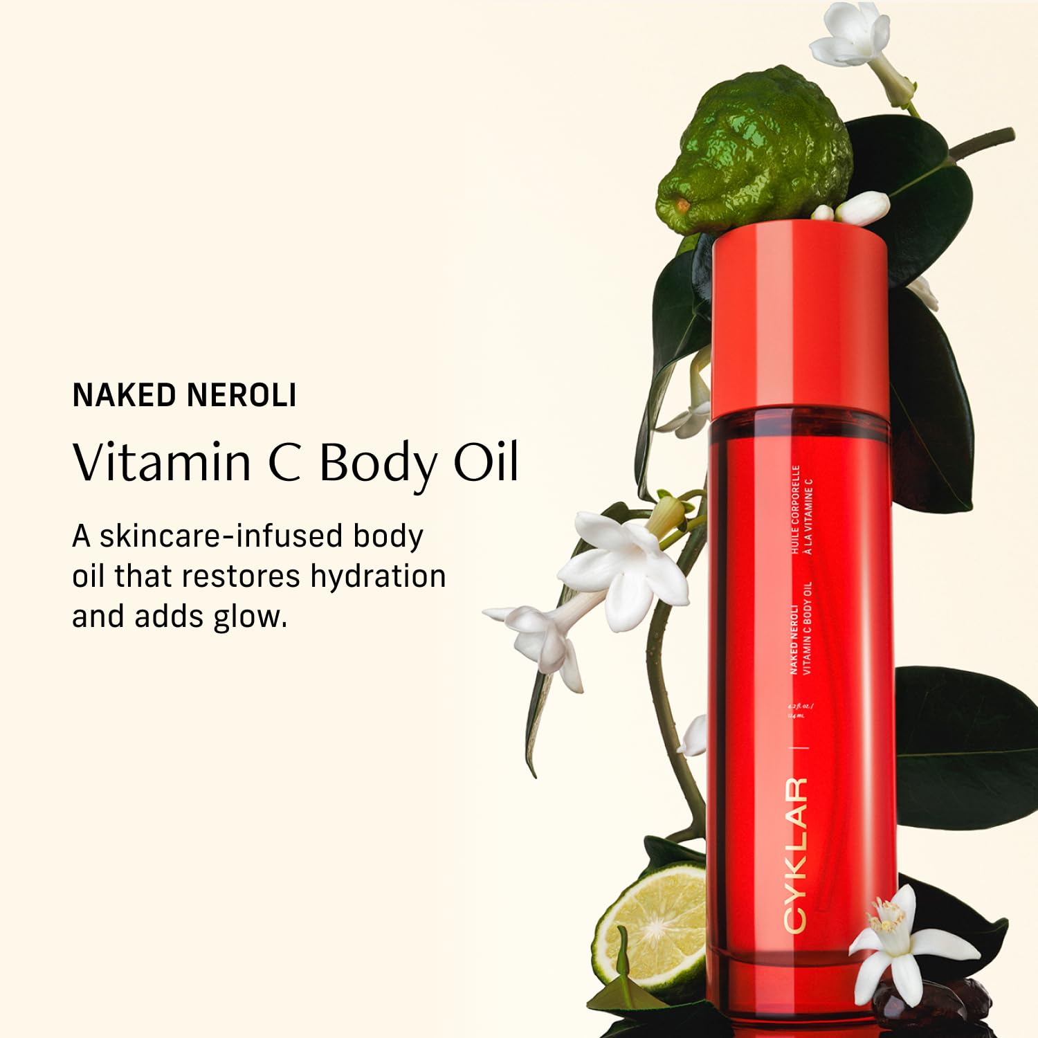CYKLAR Vitamin C Body Oil | Naked Neroli Scented Hydrating Skin Serum (4.2 fl oz)