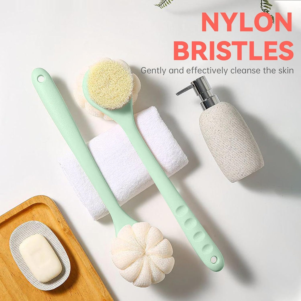 CYMPHW Back Scrubber for Shower — 15.7-inch Long-Handled Loofah Brush with Dual Bristles
