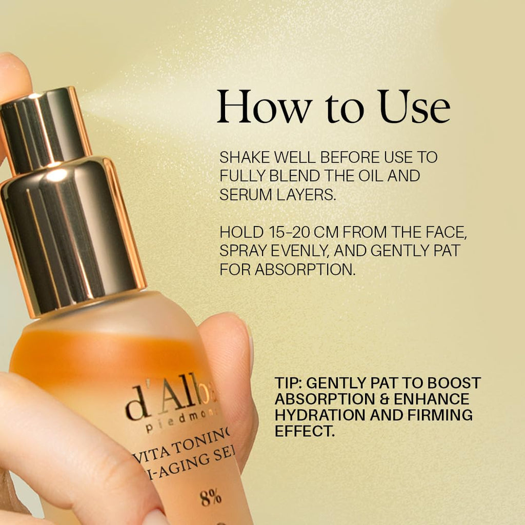 d'alba Piedmont Vita Toning Anti-Aging Spray Serum 8% 70ml | Lightweight Hydrating Mist