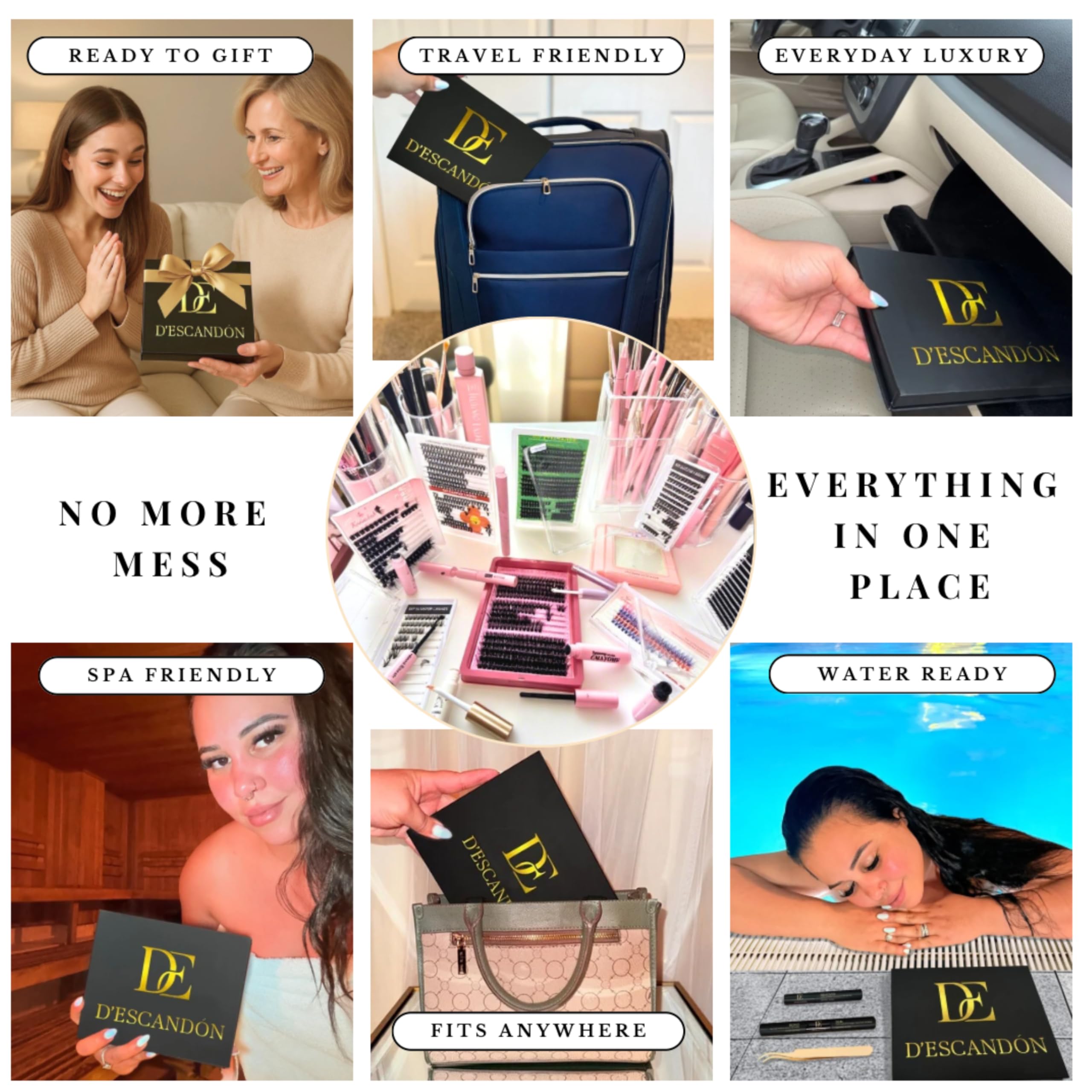 Cluster Lash Kit D’Escandón – Reusable Lashes with Magnetic Tray and Mirror