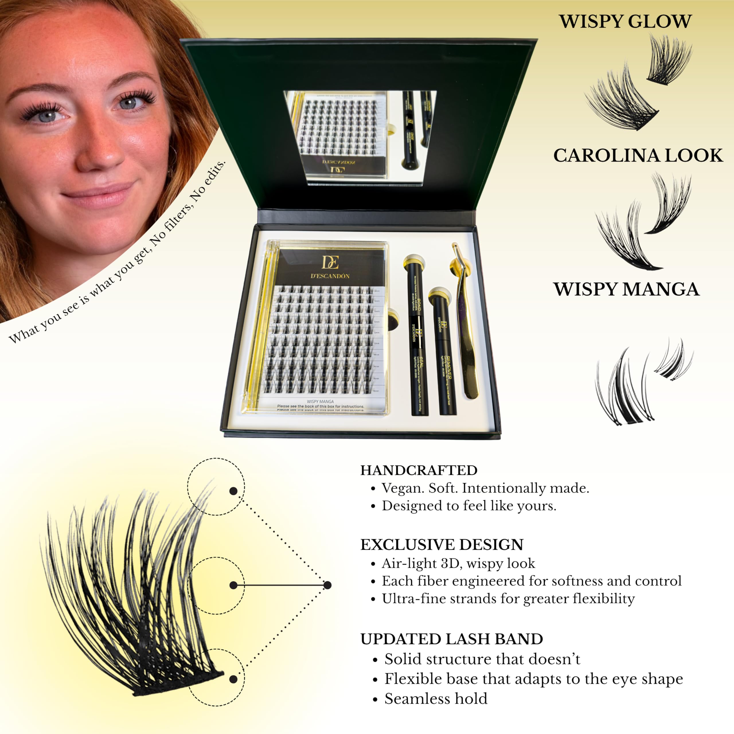Cluster Lash Kit D’Escandón – Reusable Lashes with Magnetic Tray and Mirror