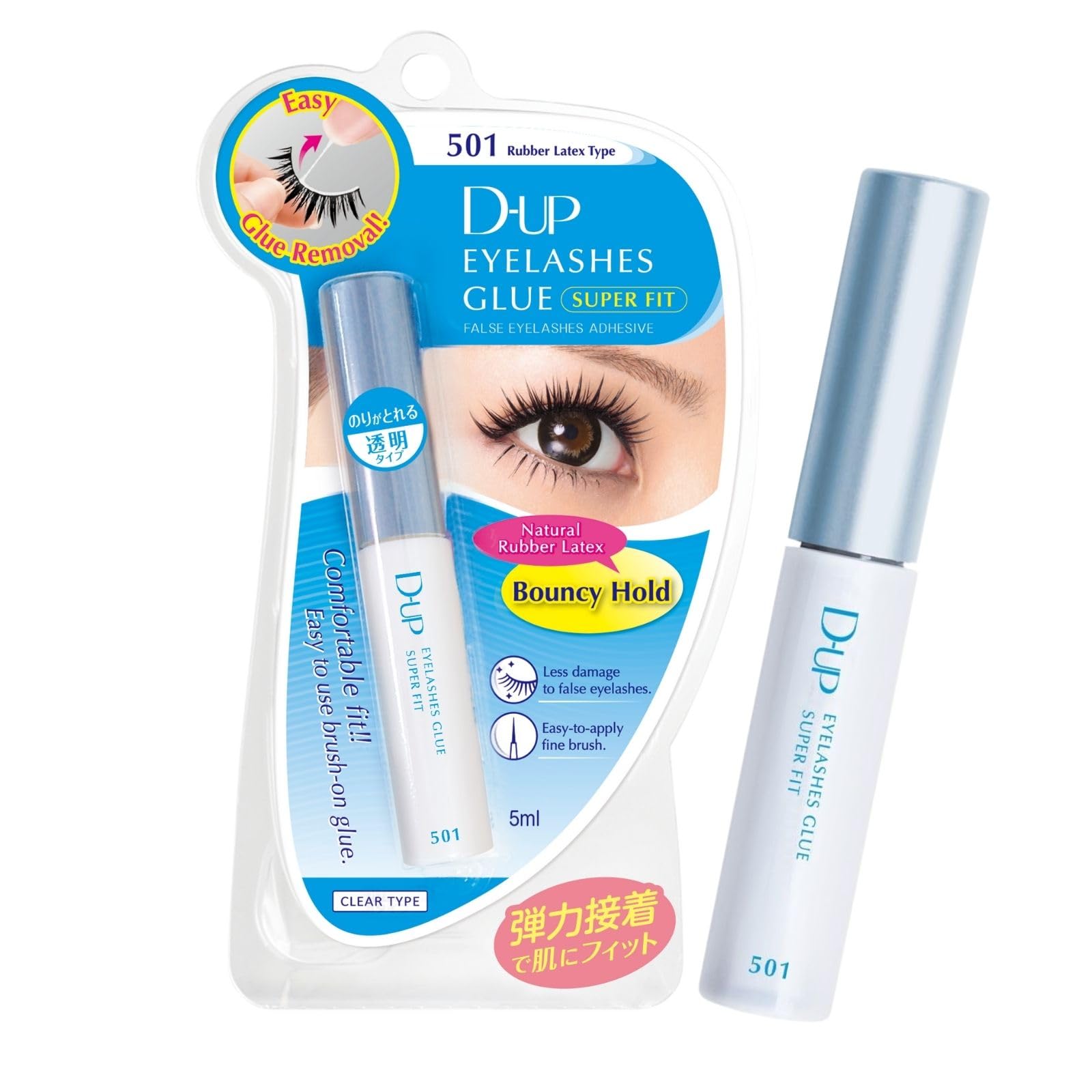 D-UP Clear Eyelash Glue for False Lashes – Transparent Finish, Flexible Elastic Hold | Waterproof & Gentle Formula (Japan)