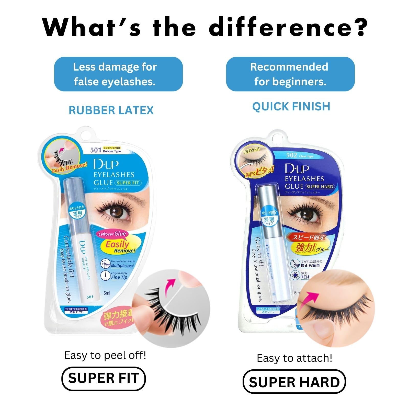 D-UP Clear Eyelash Glue for False Lashes – Transparent Finish, Flexible Elastic Hold | Waterproof & Gentle Formula (Japan)