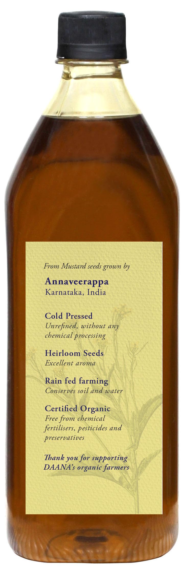 DAANA Mustard Oil for Skin — USDA Organic, Extra Virgin, Cold Pressed (34 oz)