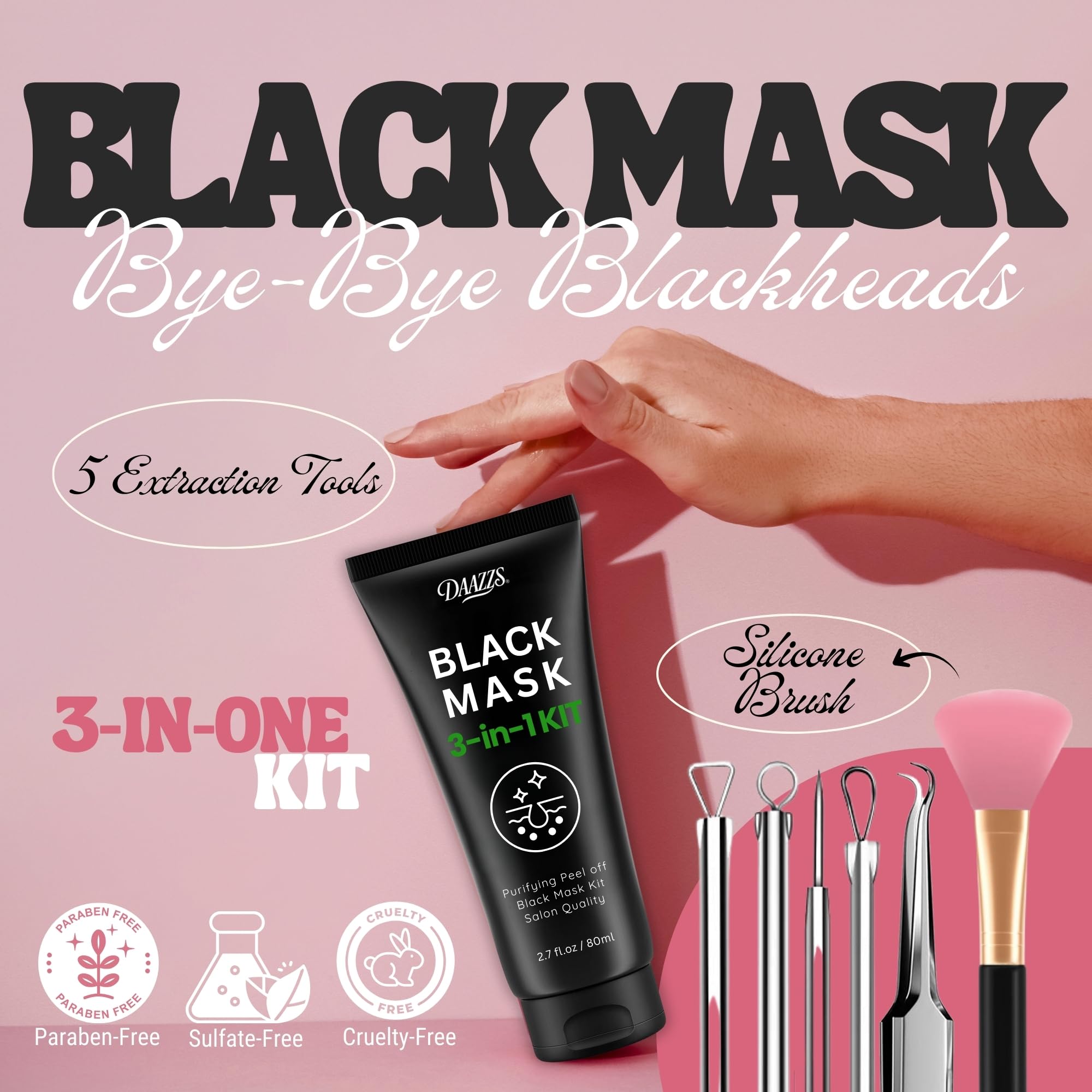 DAAZZS Blackhead Remover Mask – Charcoal Peel-Off Kit for Deep Pore Cleansing & Purifying