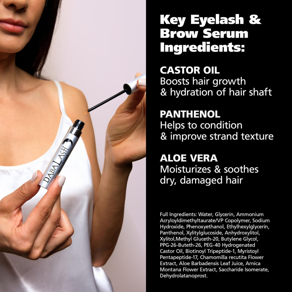 DABALASH Trio Combo – Lash & Brow Growth Serum + Waterproof Mascara & Vegan Mascara (0.18 oz, 0.45 oz & 0.3 oz) – Naturally Longer, Fuller Lashes & Brows