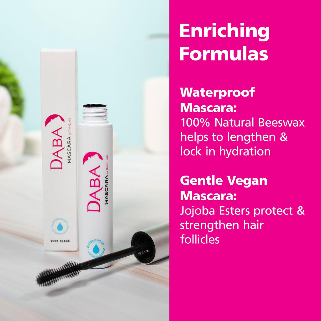 Dabalash Daba Duo Waterproof Mascara & Gentle Vegan Mascara in Very Black | Long, Voluminous, Defined Lashes