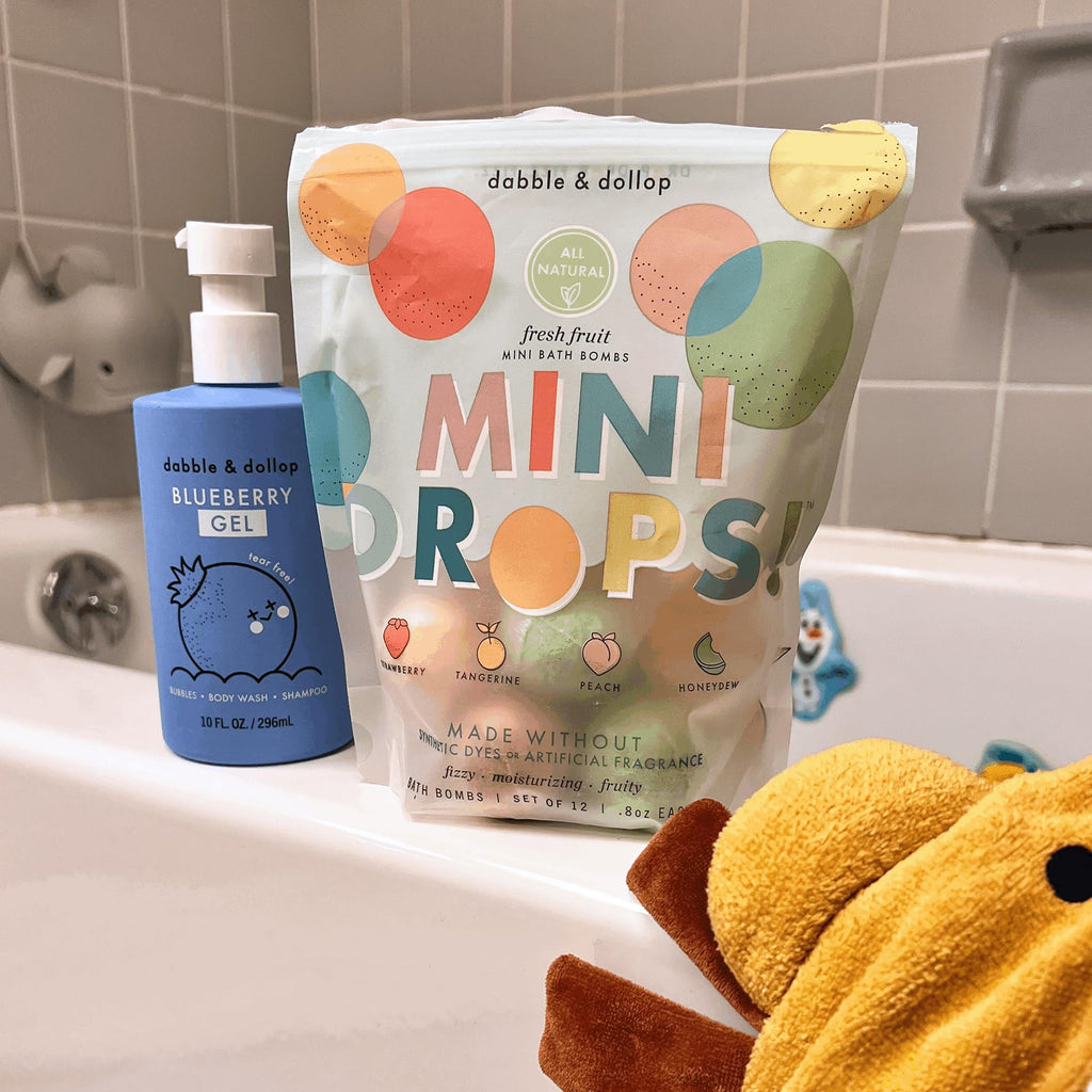 Dabble & Dollop Fresh Fruit Mini Bath Bombs & Blueberry 3-in-1 Cleanser (Pack of 2)