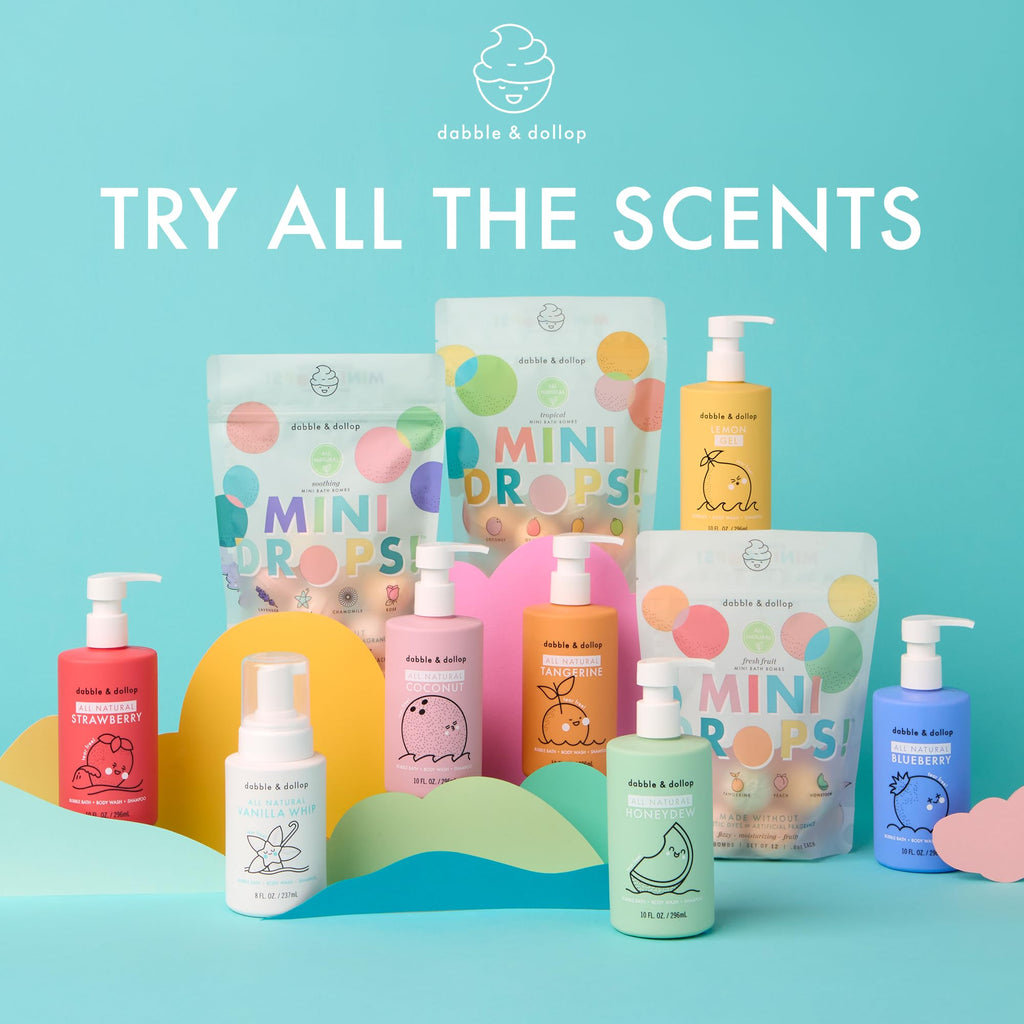 Dabble & Dollop Fresh Fruit Mini Bath Bombs & Blueberry 3-in-1 Cleanser (Pack of 2)