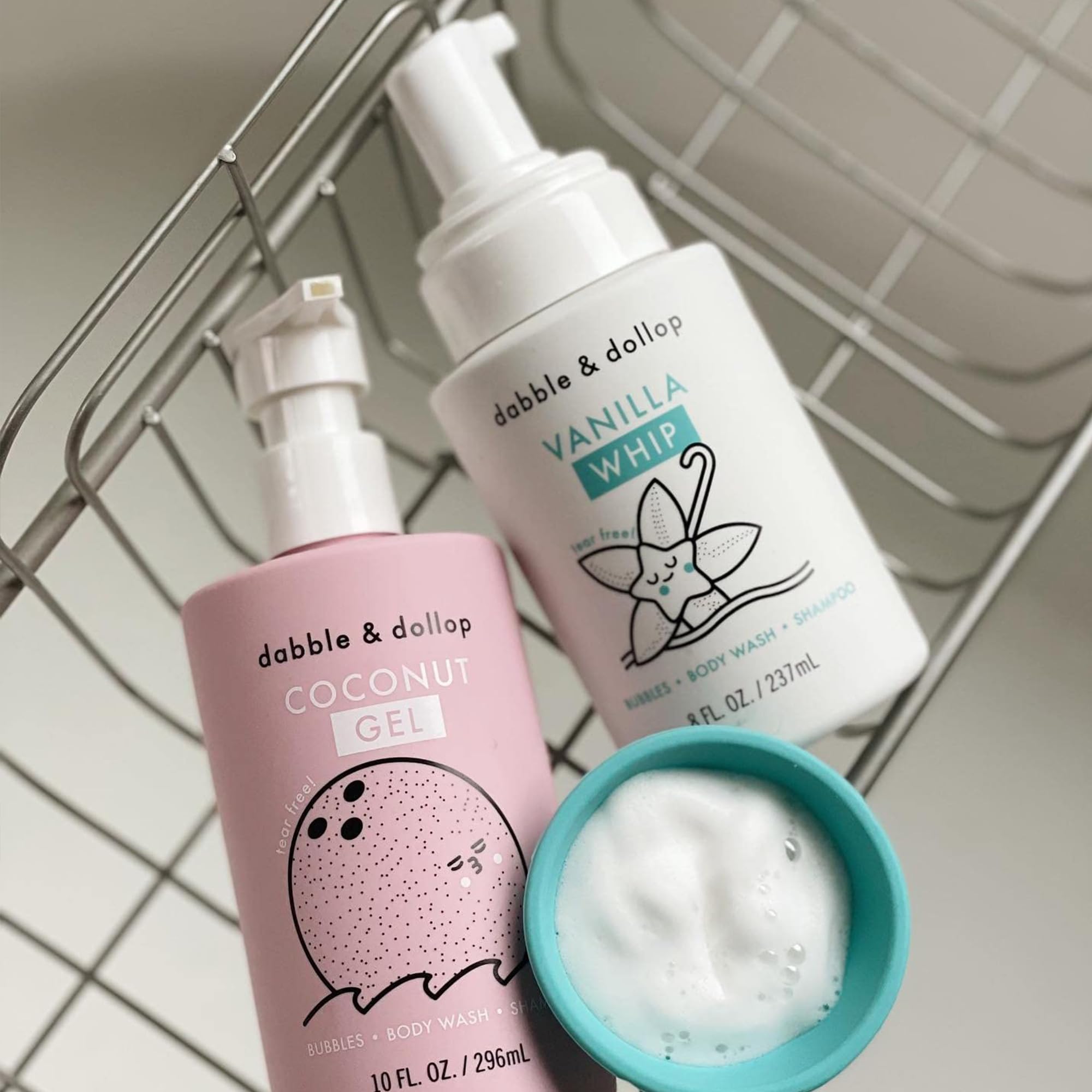 Dabble & Dollop Coconut + Vanilla 3-in-1 Kids Bubble Bath – Tear-Free, Vegan (2-Pack)
