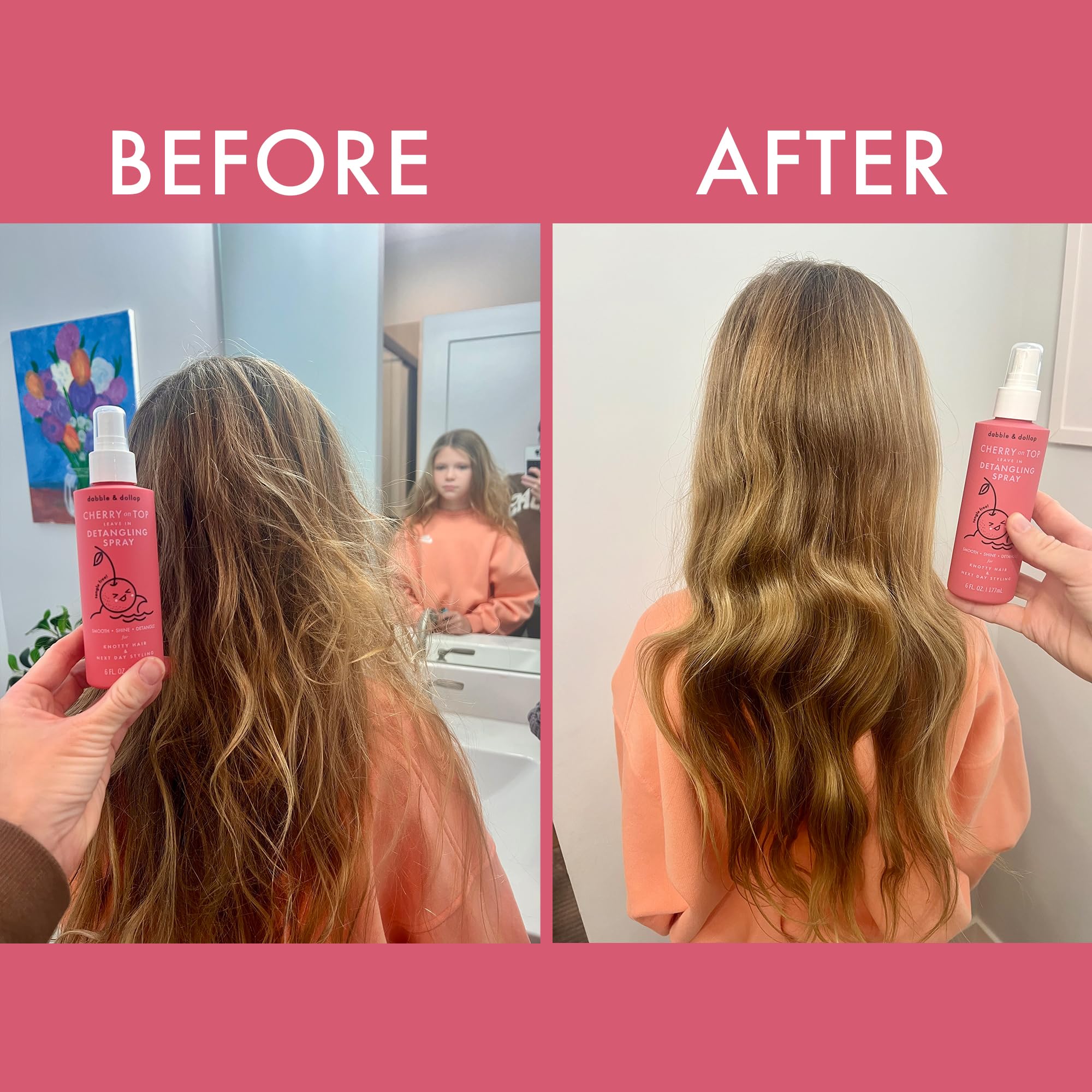 Dabble & Dollop Cherry on Top Detangling Duo – Kids Hair Conditioner & Leave-In Detangler Spray (2-Pack)