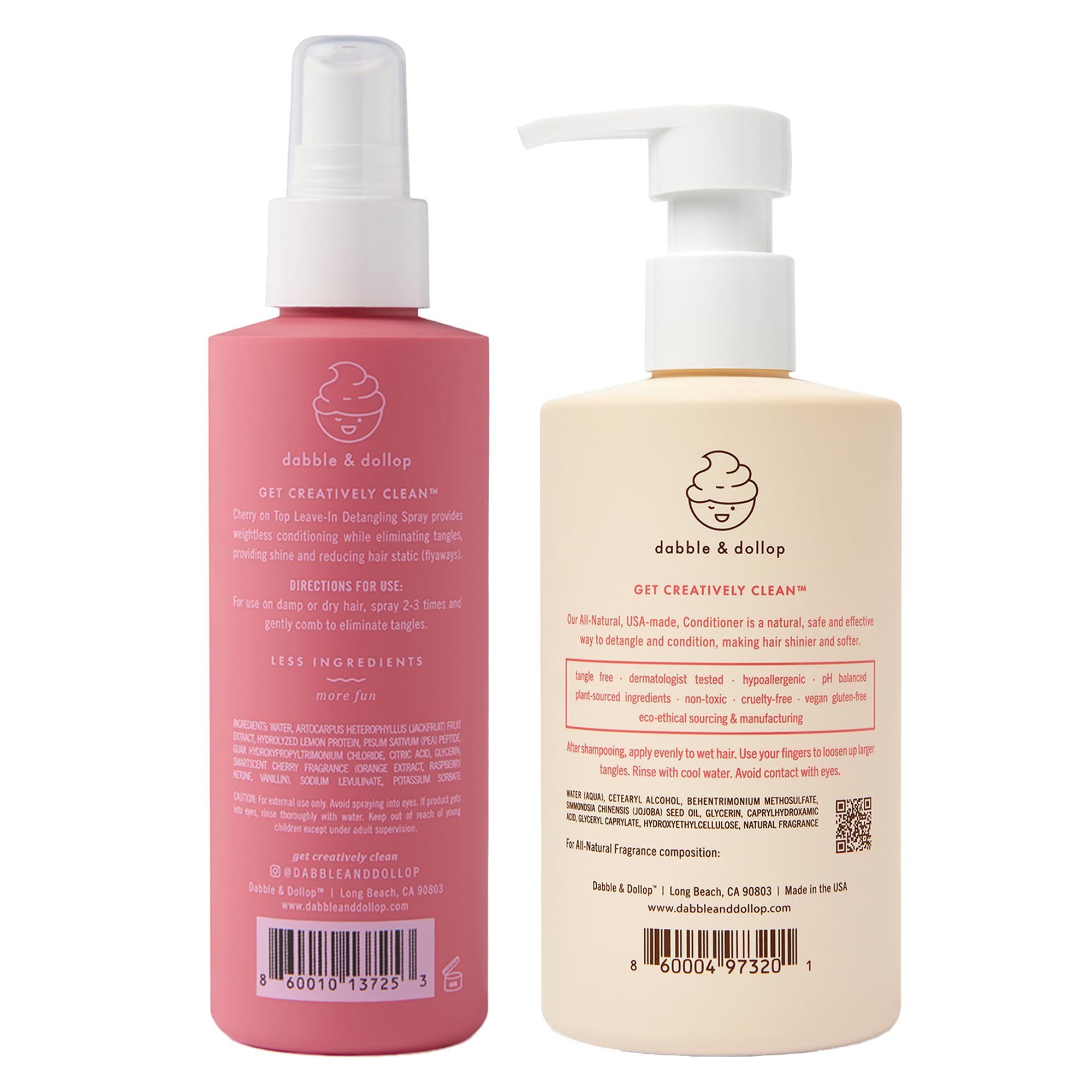 Dabble & Dollop Cherry on Top Detangling Duo – Kids Hair Conditioner & Leave-In Detangler Spray (2-Pack)