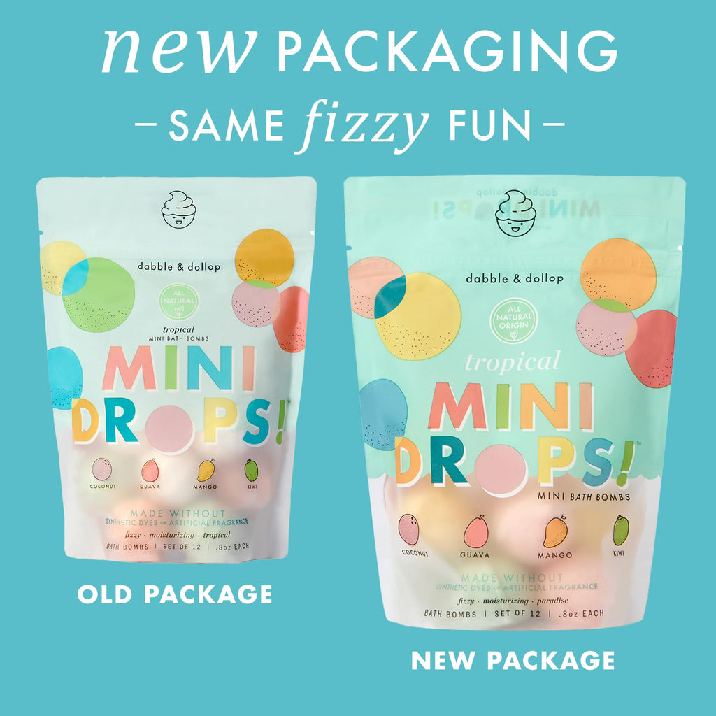 Dabble & Dollop Tropical Mini Bath Bombs & Coconut 3-in-1 Cleanser (Pack of 2) – All-Natural, Vegan & Cruelty-Free