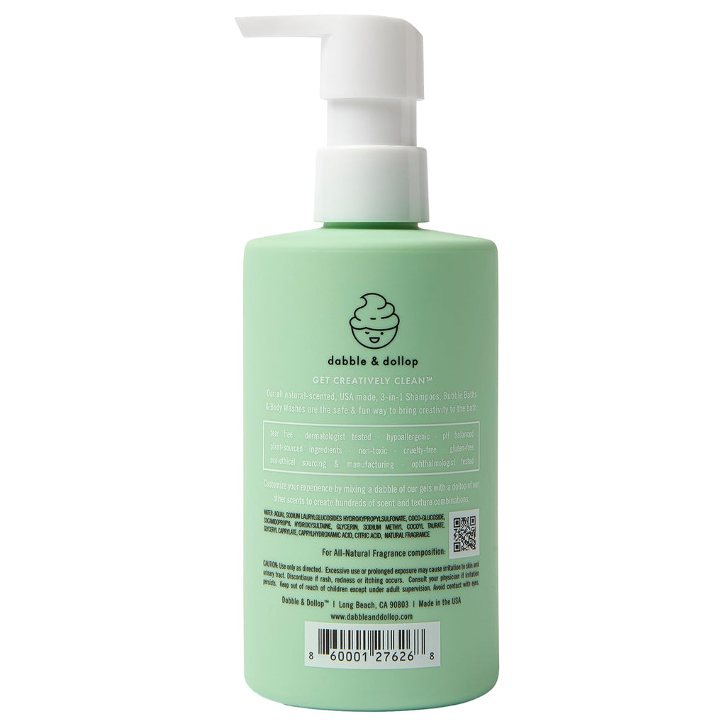 Dabble & Dollop Honeydew Melon 3-in-1 Body Wash & Shampoo – Tear-Free, Vegan, Paraben- and Sulfate-Free (10oz, Pack of 2)