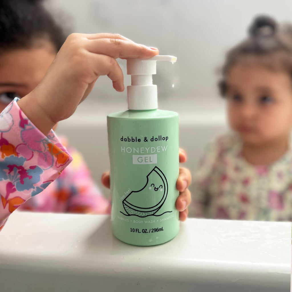 Dabble & Dollop Honeydew Melon 3-in-1 Body Wash & Shampoo – Tear-Free, Vegan, Paraben- and Sulfate-Free (10oz, Pack of 2)