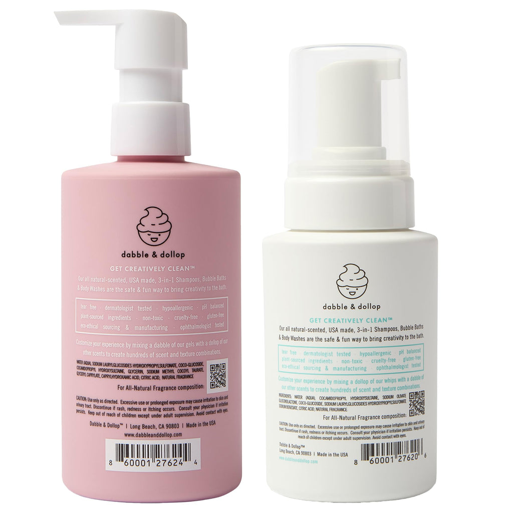 Dabble & Dollop Coconut + Vanilla 3-in-1 Kids Bubble Bath – Tear-Free, Vegan (2-Pack)