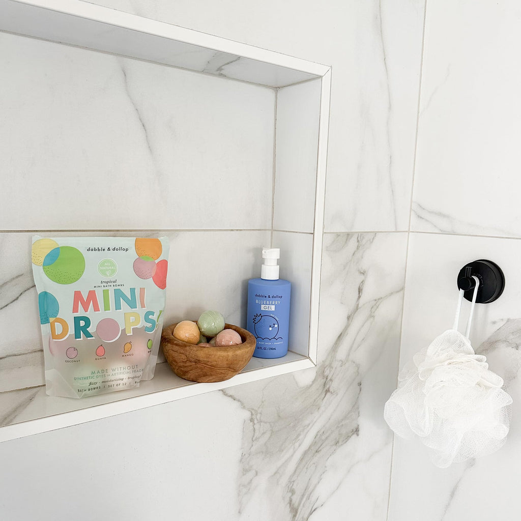 Dabble & Dollop Mini Bath Bombs Variety Pack – 36 Natural Kid’s Droplets, Resealable Pouches, Vegan & Cruelty-Free